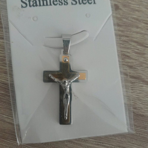 Small decorative cross with chain new, gold and silver colors