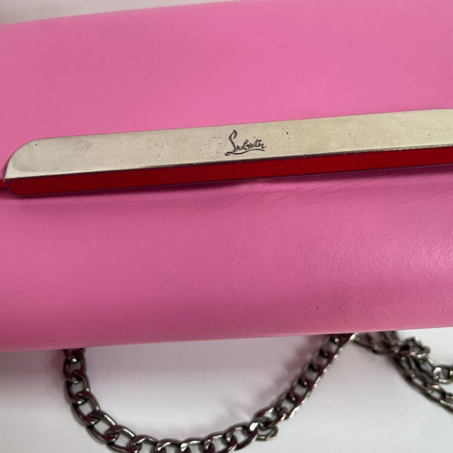 Christian Louboutin leather clutch used, pink