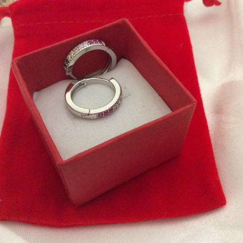 Hoop earrings with small synthetic cubic zirconia new