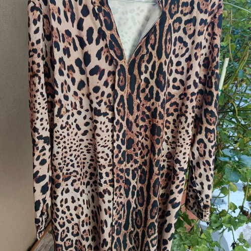 Leopard shirt without buttons with Mao collar size S/M new