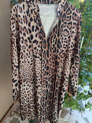 Leopard shirt without buttons with Mao collar size S/M new