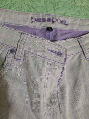 Passport women's lightweight jeans with topstitching in light purple