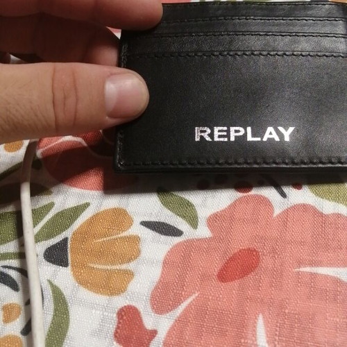 Replay leather card holder, black, new