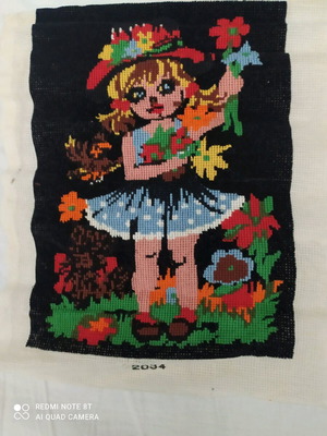 Children's embroidery new with black velvet background 33x23
