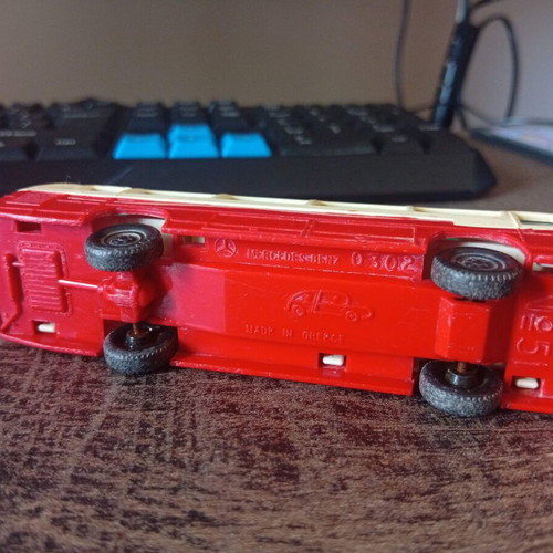 Joy Toy Mercedes-Benz O302 vintage plastic toy bus used