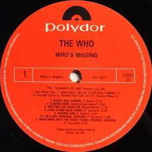 The Who Who's Missing vinyl record used, rock