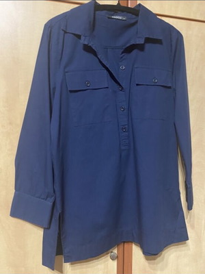 Coocu women's long-sleeve shirt tunic navy blue size M like new