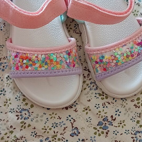 Children's summer sandals new, pastel colors with glitter detail