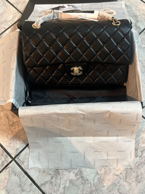 Chanel κλασική μαύρη καπιτονέ τσάντα ώμου καινούργια με αλυσίδα