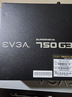 EVGA SuperNOVA 750 G3 750W power supply used, 80 Plus Gold, fully modular