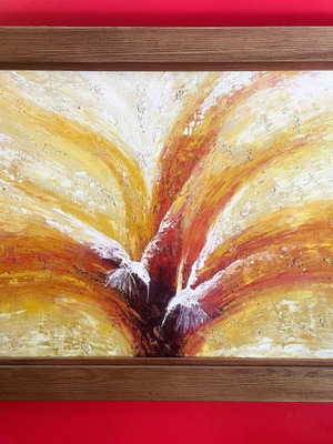 Painting "Birds" embossed on canvas 50x65