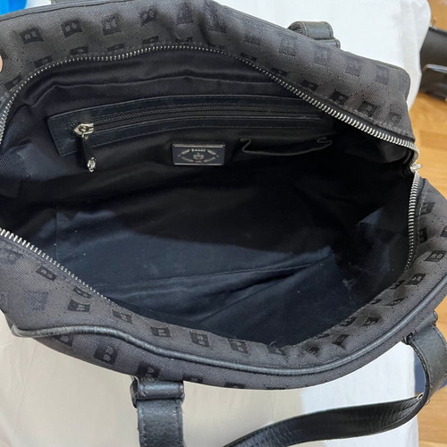 Bally Vintage Monogram Jacquard Bowling Bag used, black leather details