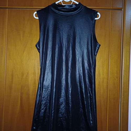 Leather dress sleeveless black XL new faux leather