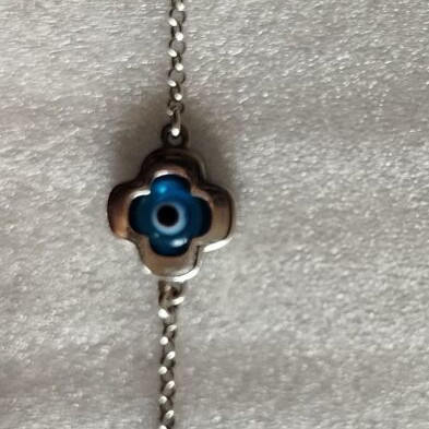 Silver 925 Hand Chain like new with Double-Sided Cross and Evil Eye