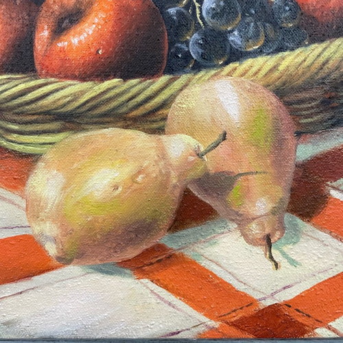 Dimitris Kourtis Oil Painting like new, Fruits on Table