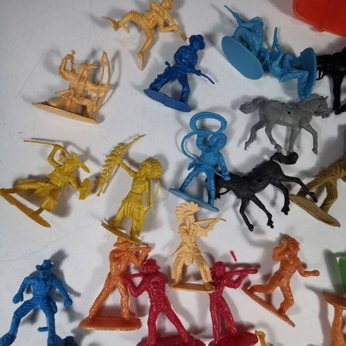 Vintage set of Indians and Cowboys with horses and tents used