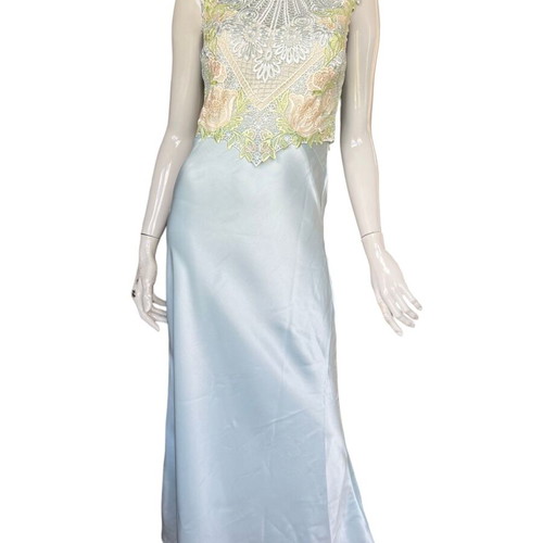 Karen Millen Petite Lace Woven Maxi Dress new, blue, size S