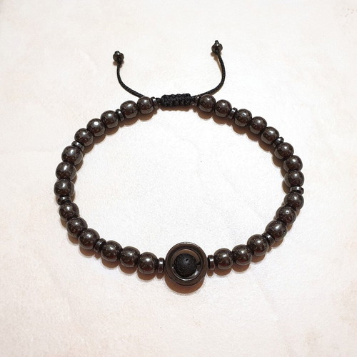 Men's bracelet new with hematite and lava stones black