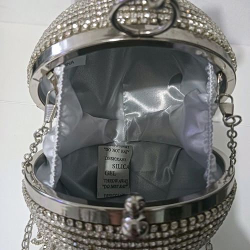 Evening handbag gray like new with strass