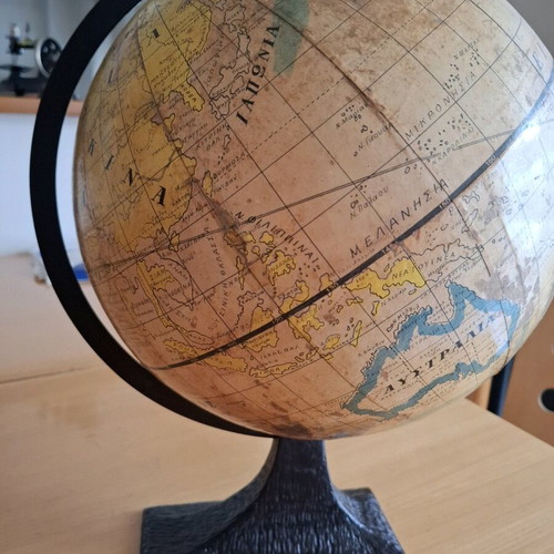 Globe used with heavy metal base, 60-year-old antique