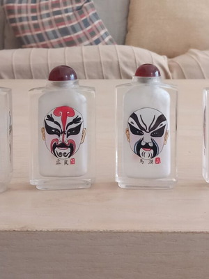 Decorative glass bottles like new, painted inside