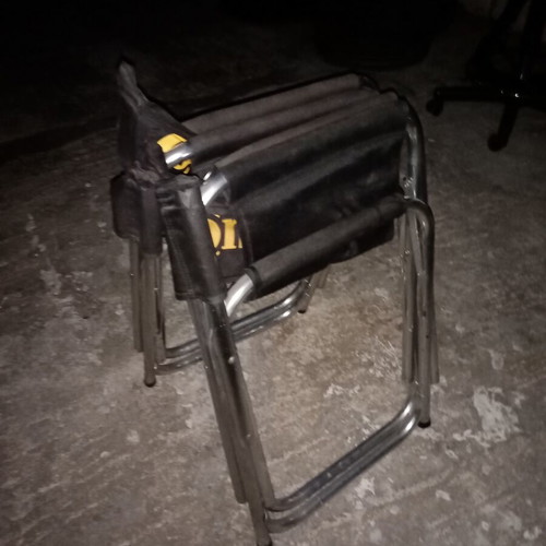 Director chairs used, set of 2, aluminum with armrest cushions