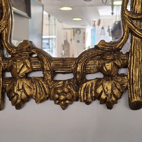Large wooden mirror with carved gilded frame like new 85×55 cm