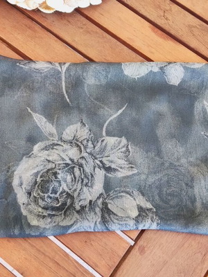 Summer scarf floral gray used, 160 x 35 cm