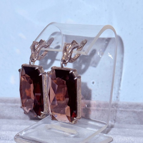 Silver evening earrings Etalon Jenavi new, brown and silver
