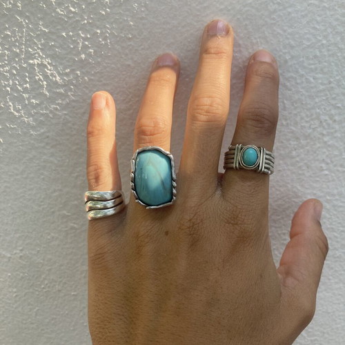 Silver handmade ring with natural mint aqua chalcedony (925)