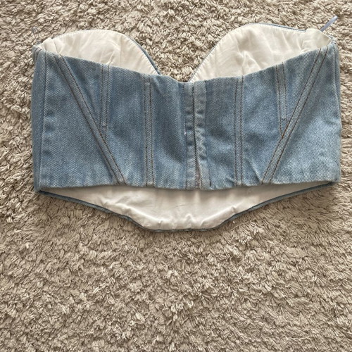 Vassia Kostara denim top like new, corset style, multicolor, size M