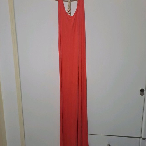 Long dress with back tie like new, orange, size M