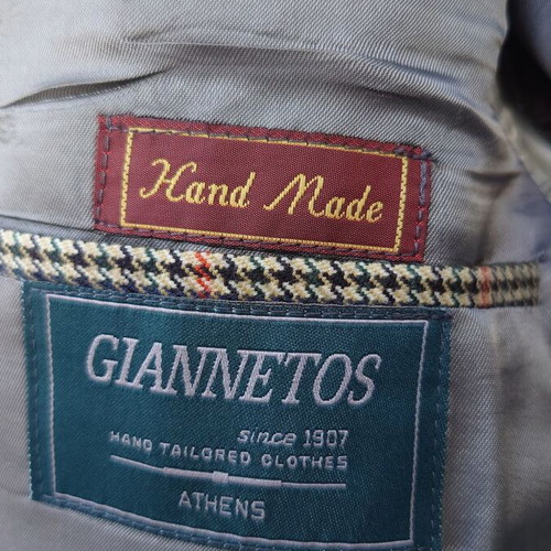 Giannetos jacket handmade, checked, unworn, size 52/54, cashmere wool
