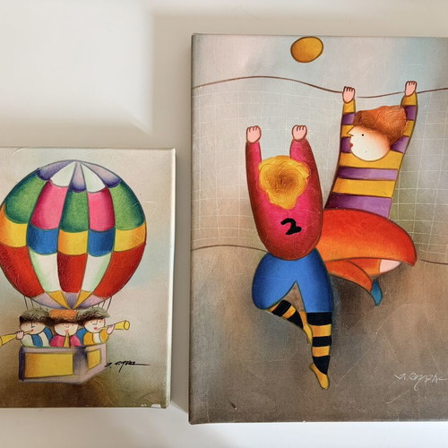 Two wall frames with happy motifs for children's room used