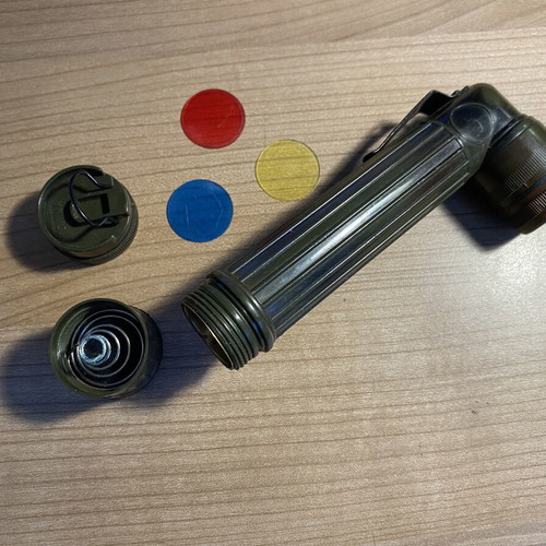 Military Style Flashlight used with Color Changing Lenses