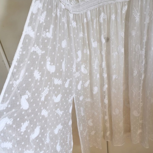 Zara maxi transparent polka dot embroidered shirt caftan off-white size S like new