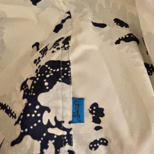 Christian Lacroix knee-length dress with puffed short sleeves white blue like new