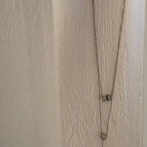 Layered polymorphic Swarovski necklace new, stainless steel, silver and rose gold