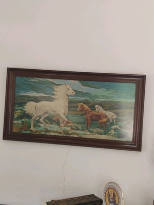 Πίνακας χειροποίητος σαν καινούργιος με ξύλινο πλαίσιο και τζάμι