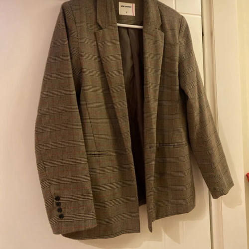 Checked jacket used, brown and gray, Pink Woman, size S