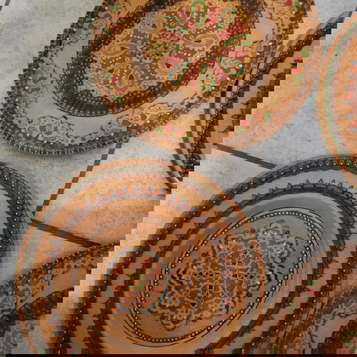 Vintage ξύλινα πιάτα τοίχου μεταχειρισμένα, πακέτο 4