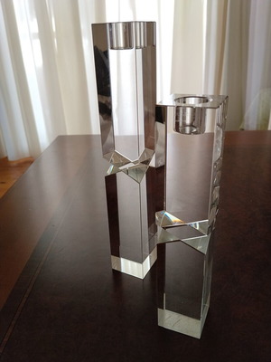 Oleg Cassini crystal candlesticks, modern design