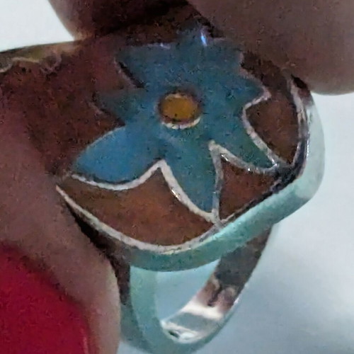 Handmade silver ring 925 with enamel, like new