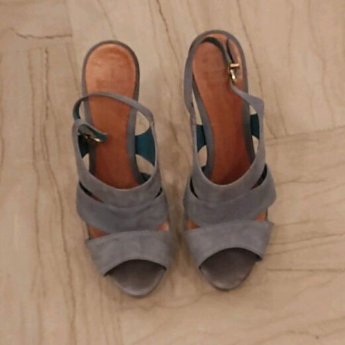 Schutz sandals used with platform and thin heel, size 38, blue