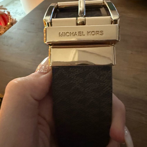 Michael Kors δερμάτινη ζώνη καινούργια, μέγεθος 85, καφέ με χρυσή αγκράφα