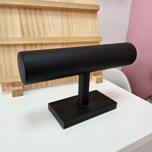 Leather jewelry display stands set, black