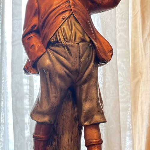 Italian Figural Statue Planter like new, terracotta boy with basket