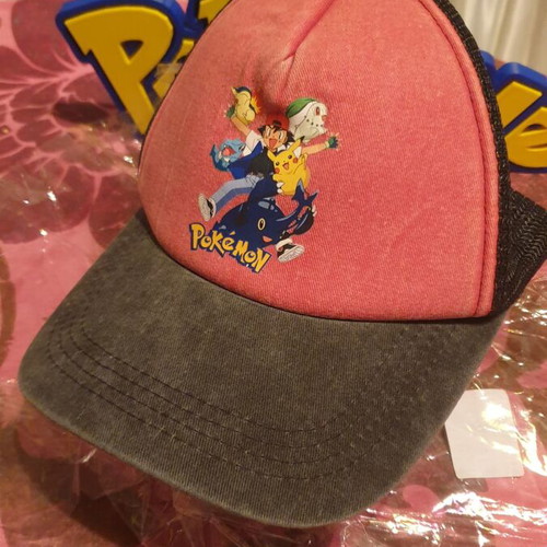 Pokemon hat new, adjustable size, red and black