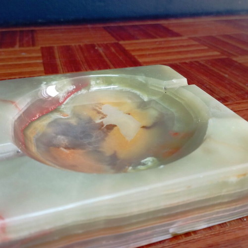 Glass ashtray retro like new with marble colors from onyx