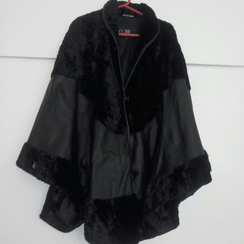 Italian cape new from genuine leather and fur size medium
